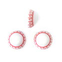 German Plastic Mosaic Engraved Flat Back Cabochons - Round 08MM PINK on WHITE