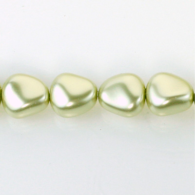 Czech Glass Pearl Bead - Potato 16x14MM LT OLIVE 70457