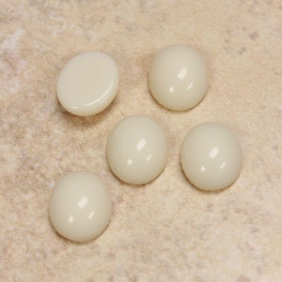 Glass Medium Dome Opaque Cabochon - Oval 12x10MM IVORY