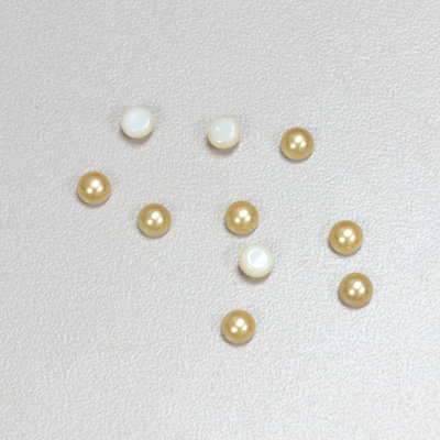 Glass Medium Dome Cabochon Pearl Spray Finish - Round 04MM GOLD