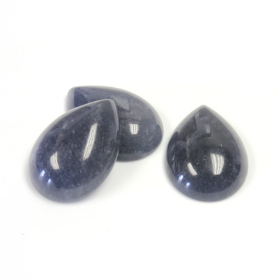 Gemstone Flat Back Cabochon - Pear 18x13MM QUARTZ DYED #03 DK GREY