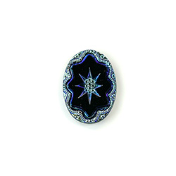 Glass Flat Back Engraved Victorian Intaglio 18x13MM SCARABE on JET AB