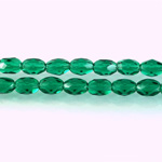 Czech Glass Fire Polish Bead - Oval 07x5MM DK EMERALD