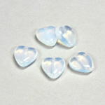 Czech Pressed Glass Bead - Smooth Heart 12x11MM WHITE OPAL