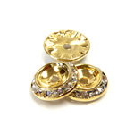 Czech Rhinestone Rondelle Shrag Rivoli Back Setting - Round 15MM outside with 10.5mm (ss47) Recess CRYSTAL-GOLD