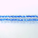 Czech Glass Fire Polish Bead - Round 04MM CRYSTAL BLUE LINE