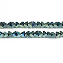 Cut Crystal Bead - V-Cut 04MM FULL COAT METALLIC GREEN