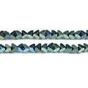 Cut Crystal Bead - V-Cut 04MM FULL COAT METALLIC GREEN