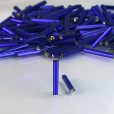 Preciosa Czech Glass Bugle Bead with Square Hole - 15MM COBALT SL 37090