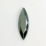 Glass Flat Back Rose Cut Glass Opaque Coated Stone - Navette 22x8MM HEMATITE