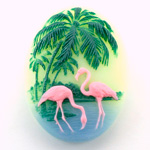 Plastic Cameo - Flamingo Oval 40x30MM MULTICOLOR