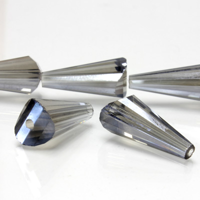 Chinese Cut Crystal Bead - Fancy Cone 16x8MM GREY LUMI COAT