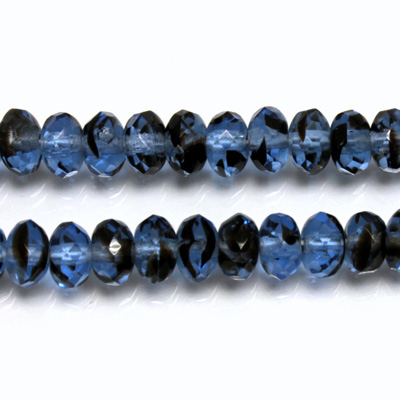 Czech Glass Fire Polish Bead - Rondelle Donut 07x4MM BLUE TORTOISE