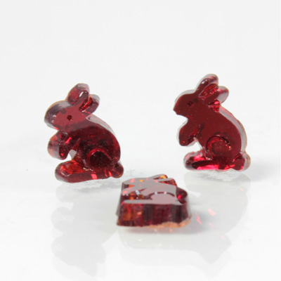 Glass Flat Back Foiled Mirror - Rabbit 10MM RUBY