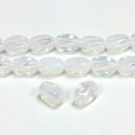 Czech Pressed Glass Bead - Smooth Twisted Oval 09x7MM WHITE OPAL