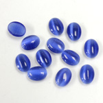 Fiber-Optic Cabochon - Oval 08x6MM CAT'S EYE BLUE