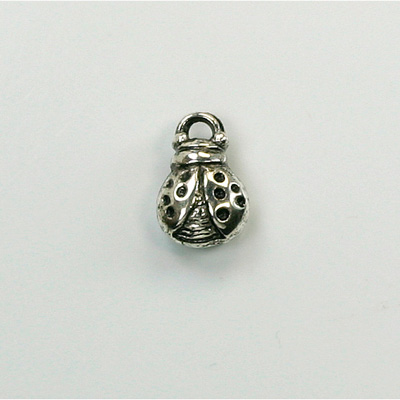 Metalized Plastic Pendant- Ladybug 14x9MM ANT SILVER