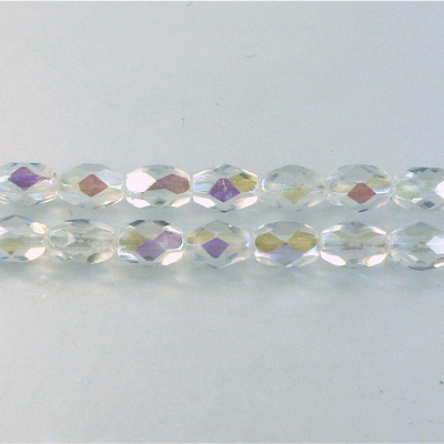 Czech Glass Fire Polish Bead - Oval 07x5MM CRYSTAL AB