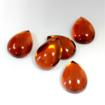 Plastic Flat Back Foiled Cabochon - Pear 14x10MM SMOKE TOPAZ