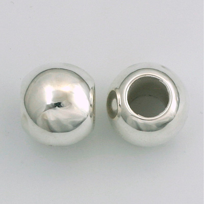 Metalized Plastic Smooth Bead with 9MM Hole - Round 16MM SILVER