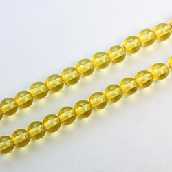 Czech Pressed Glass Bead - Smooth Round 06MM Coated Yellow Olive 21458