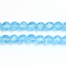 Czech Pressed Glass Smooth Crackle Effect Bead - Round 06MM AQUA