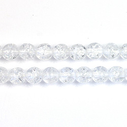 Czech Pressed Glass Smooth Crackle Effect Bead - Round 06MM CRYSTAL