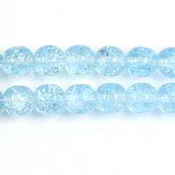 Czech Pressed Glass Smooth Crackle Effect Bead - Round 08MM AQUA