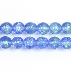 Czech Pressed Glass Smooth Crackle Effect Bead - Round 08MM BLUE-GREEN