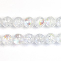 Czech Pressed Glass Smooth Crackle Effect Bead - Round 08MM CRYSTAL AB