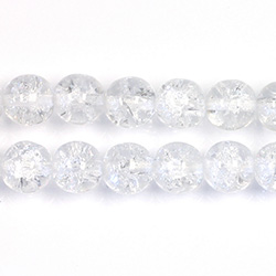 Czech Pressed Glass Smooth Crackle Effect Bead - Round 08MM CRYSTAL