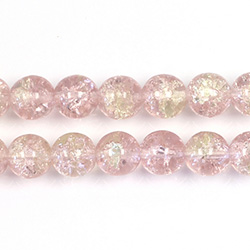 Czech Pressed Glass Smooth Crackle Effect Bead - Round 08MM ROSE-JONQUIL