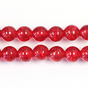 Czech Pressed Glass Smooth Crackle Effect Bead - Round 08MM RUBY