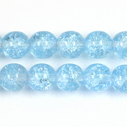 Czech Pressed Glass Smooth Crackle Effect Bead - Round 10MM AQUA