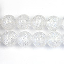 Czech Pressed Glass Smooth Crackle Effect Bead - Round 10MM CRYSTAL