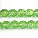 Czech Pressed Glass Smooth Crackle Effect Bead - Round 10MM OLIVINE