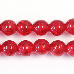 Czech Pressed Glass Smooth Crackle Effect Bead - Round 10MM RUBY