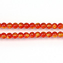 Czech Pressed Glass Smooth Crackle Effect Bead - Round 04MM Coated ORANGE YELLOW