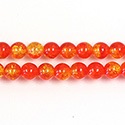 Czech Pressed Glass Smooth Crackle Effect Bead - Round 06MM Coated ORANGE YELLOW