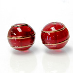Czech Glass Lampwork Bead - Round 18MM COPPER WRAP GARNET