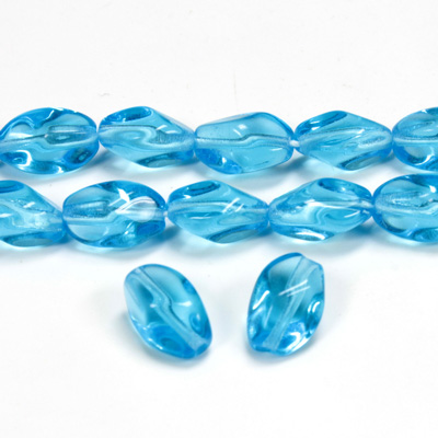 Czech Pressed Glass Bead - Baroque 11x7MM AQUA