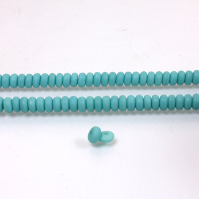 Czech Pressed Glass Bead - Smooth Rondelle 4MM MATTE TURQUOISE