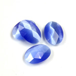 Fiber-Optic Flat Back Cabochon - Rauten Rose Oval 14x10MM CAT'S EYE LT BLUE