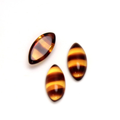 Glass Medium Dome Cabochon - Navette 15x7MM TORTOISE