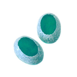 Japanese Glass Center Cut Cabochon - Oval 18x13MM FROSTED WHITE/EMERALD