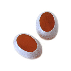 Japanese Glass Center Cut Cabochon - Oval 18x13MM FROSTED WHITE/LIGHT RUBY