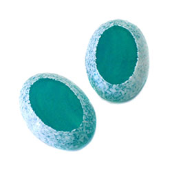 Japanese Glass Center Cut Cabochon - Oval 25x18MM FROSTED WHITE/EMERALD