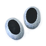 Japanese Glass Center Cut Cabochon - Oval 25x18MM FROSTED WHITE/JET