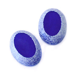 Japanese Glass Center Cut Cabochon - Oval 25x18MM FROSTED WHITE/SAPPHIRE