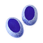 Japanese Glass Center Cut Cabochon - Oval 25x18MM FROSTED WHITE/SAPPHIRE
